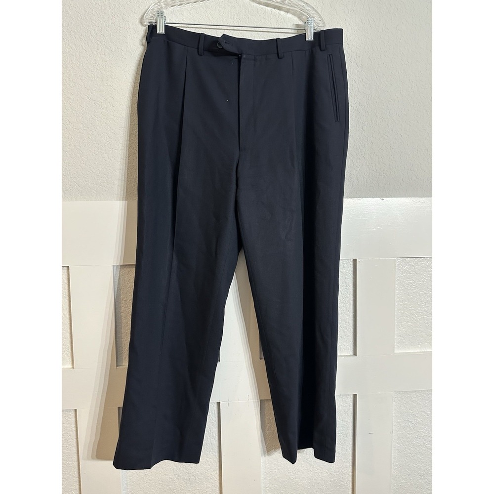 Canali Tessuto Dress Pants Men's 38x27 Navy Blue Made in Italy Pleated